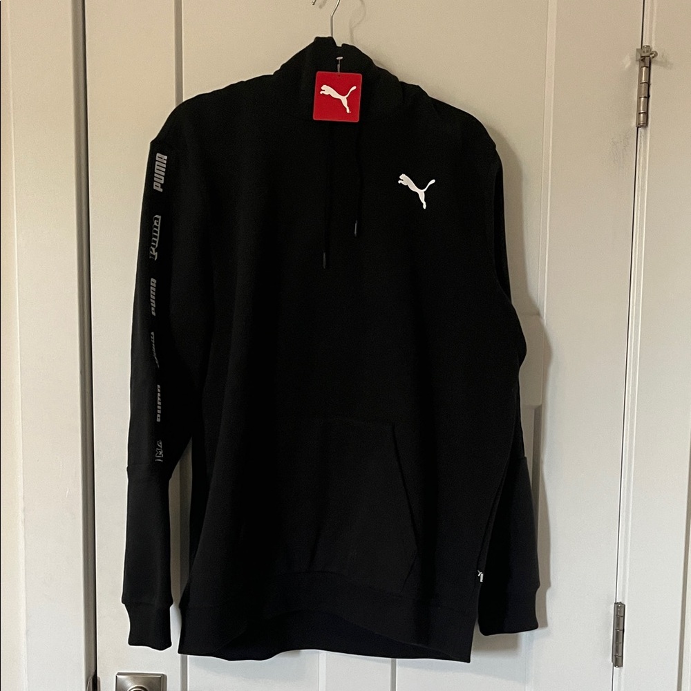 Puma Men's Black Hoodie with White Logo